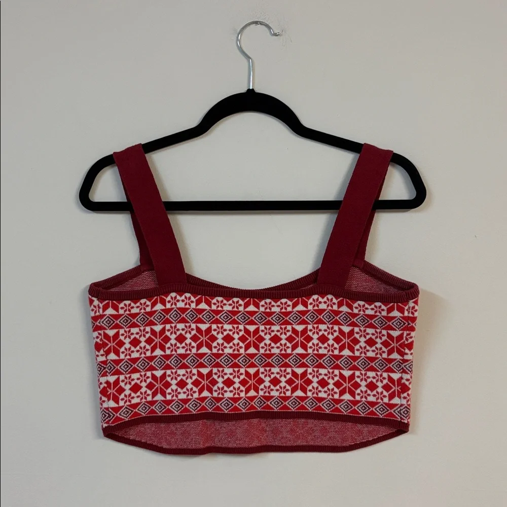 Intimately by Free people Red geometric Patterned Women's knit crop top size XL - Picture 4 of 5